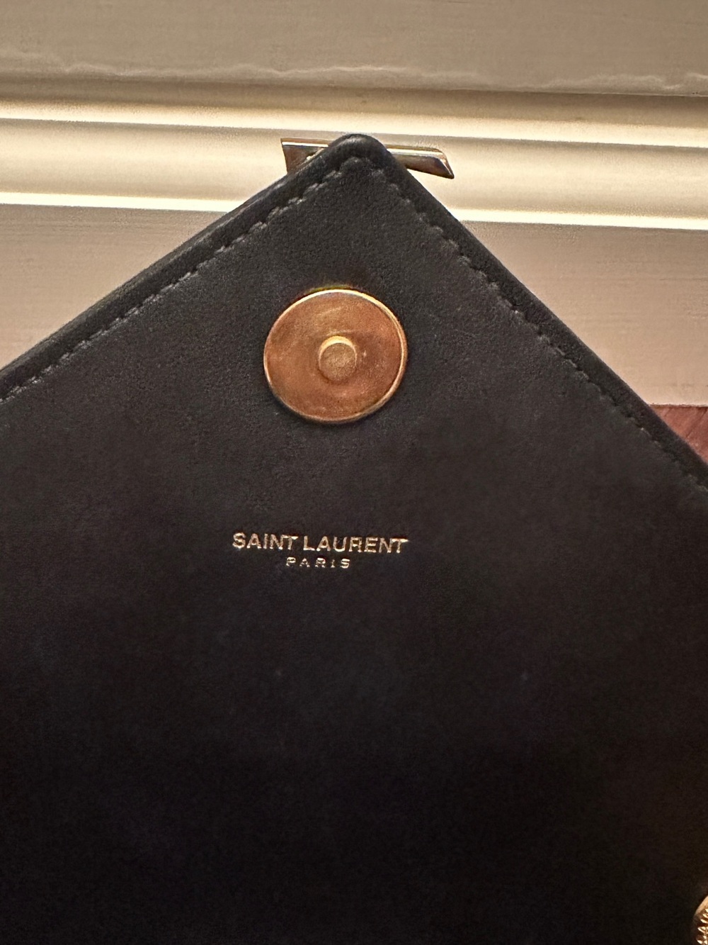 Saint Laurent Black Quilted Chevron Leather Shoulder Bag with Gold Hardware - Picture 3 of 9